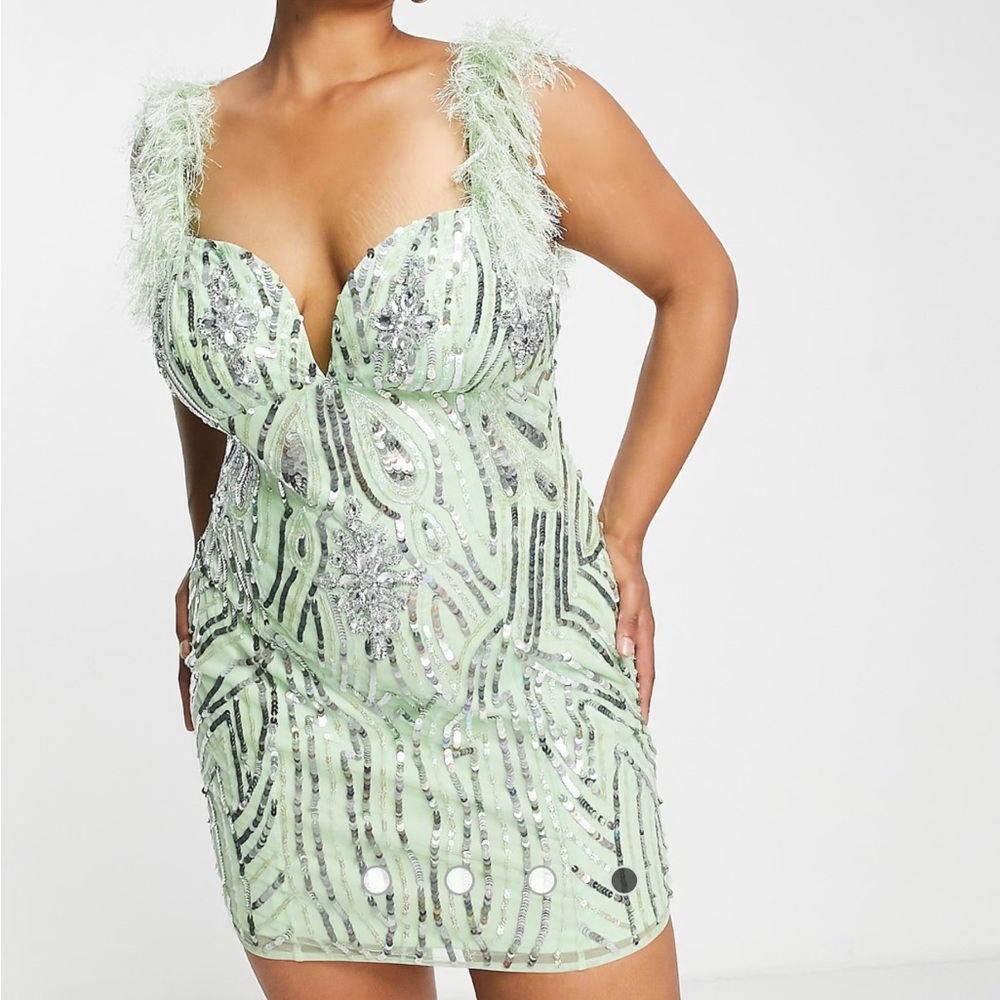 ASOS Curve Mint Green Sequin Mini Dress